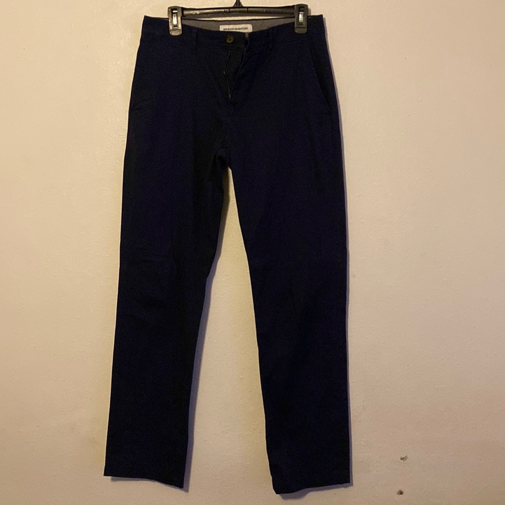 Men’s Amazon Essential Navy Flat Front Straight Fit Chinos 30x32